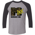 Murder Ink Retro (MINK) Tri-Blend 3/4 Sleeve Baseball Raglan T-Shirt