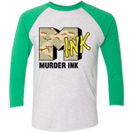 Murder Ink Retro (MINK) Tri-Blend 3/4 Sleeve Baseball Raglan T-Shirt