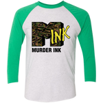 Murder Ink Retro (MINK) Tri-Blend 3/4 Sleeve Baseball Raglan T-Shirt