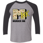 Murder Ink Retro (MINK) Tri-Blend 3/4 Sleeve Baseball Raglan T-Shirt