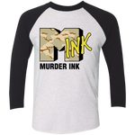 Murder Ink Retro (MINK) Tri-Blend 3/4 Sleeve Baseball Raglan T-Shirt