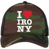 I Heart Irony Trucker Hat