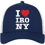 I Heart Irony Trucker Hat